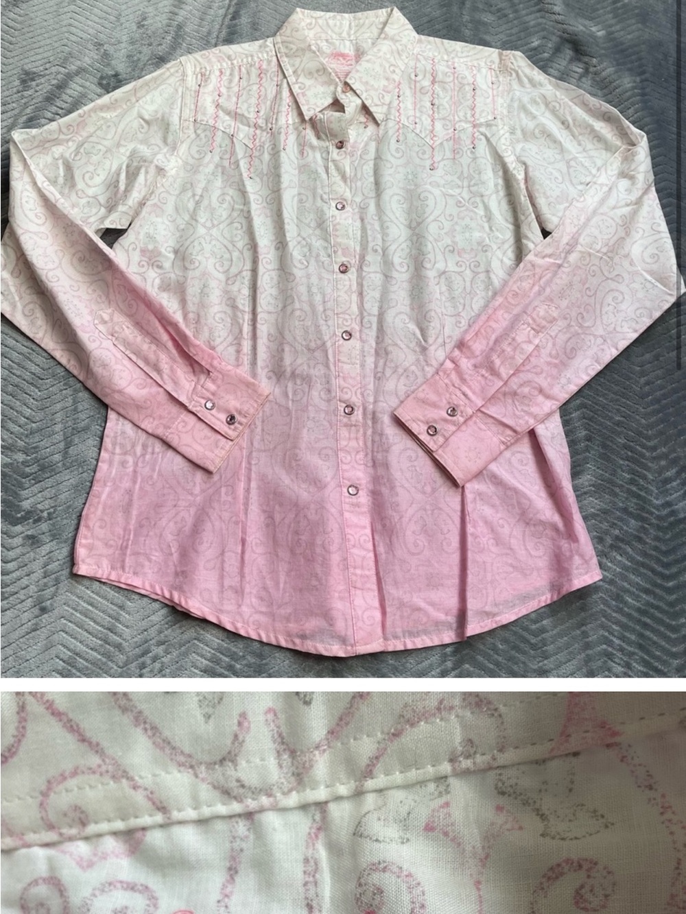 Button-Down Western Shirt in Light Pink Ombre